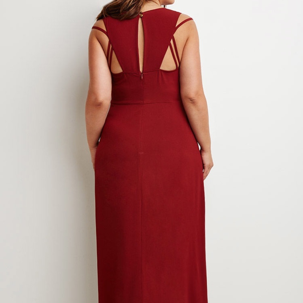 Strappy red v neck dress